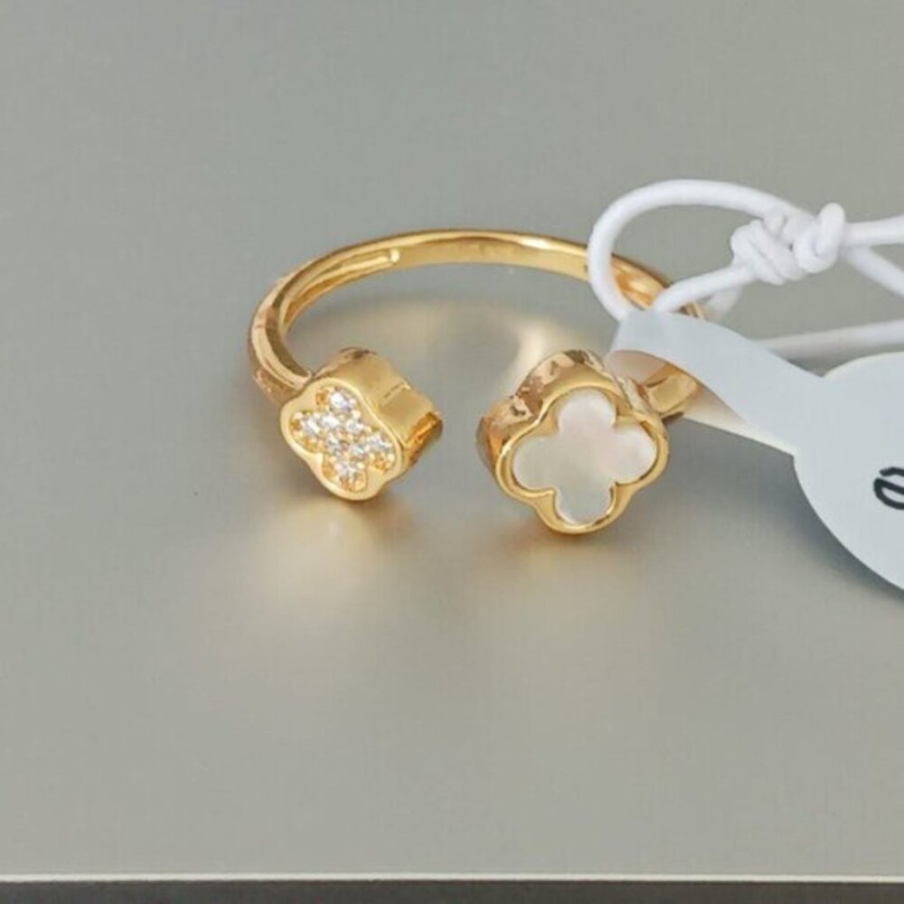 Rachel Zoe Sterling Silver 925 Gold Plated Double Clover Ring Sz. 6 - Picture 16 of 16